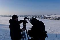 Dreh in Sachsen im Januar 2013 bei klarem Himmel und klirrender Kälte und Temperaturen von -20 Grad.